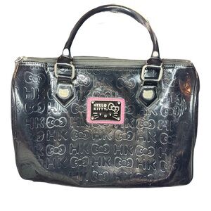 Hello Kitty Glossy Black Embossed Hand Bag